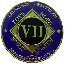 NA 7 Year Purple, Gold Color Plated Coin, Narcotics Anonymous Medallion picture