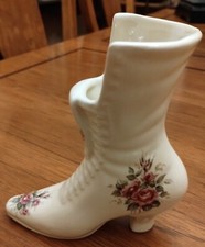 ATHENA VB Collectible Made in USA Victorian High Boot Shoe Vase Planter Roses picture
