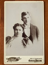 Young Couple Or Siblings Pretty Handsome Cabinet Card Antique Photo Elwood OH Z2 picture