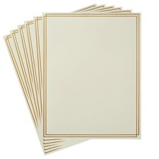60 Pack Stationery Set Paper with Gold Border, 8.5x11 IN Cream Color picture