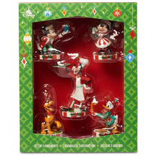 Disney Santa Mickey Mouse and Friends Sketchbook Christmas Ornament 5 Piece Set picture