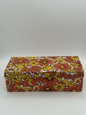 VTG OOAK MOD ORANGE Flower Power Showgirl Style Trinket Handmade ShoeBox *READ* picture
