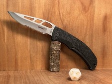 Gerber E-Z-OUT 450 Skeleton Combo Blade Pocket Knife Black GFN USA EXCELLENT picture