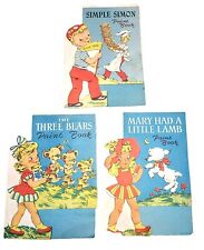 Vtg 1930s Lot of 3 Paint Books Simple Simon The 3 Bears Mary Had a Little Lamb picture
