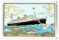 Vintage 1948 Holland America Line 75th Anniversary Paperweight Copper Enamel HAL picture