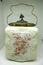 Antique Mt Washington Wavecrest Satin Glass Biscuit Cracker Jar 1800s picture