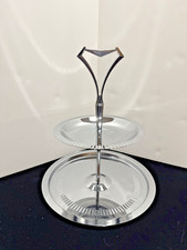 Vintage MCM Kromex brand round 2 tier tidbit tray chrome w crimped embellishment picture