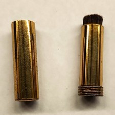 Vintage Gold-Tone Retractable Lipstick Tube Brush Applicator, Threaded Cap picture