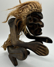 Wooden Hand Carved Islander Primitive Tribal Squatting Tiki Statue Figurine 5
