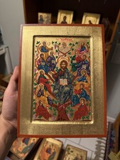 Christ the Vine Orthodox Icon 18kt Gold Leaf Carved Wood (handmade) 18x24cm picture
