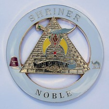 Auto Emblem Shrine Shriner Noble White (SCA-1029) Metal Enamel Mason Freemason picture