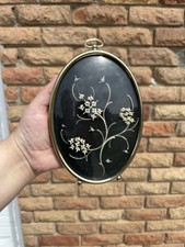 vintage oval framed botanical-style art piece Gold Color Frame Bubble Glass picture