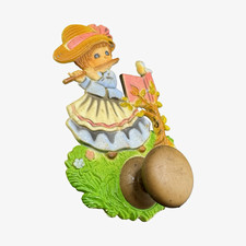 Vintage 70s Retro Girl Playing Flute Kitsch Magnet Hook Cottage Farm Country picture