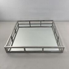 Classic Touch Mirror Serving Tray with Mirror Base Silver Color 15.75
