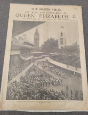 THE TIMES THE LIFE AND CORONATION OF QUEEN ELIZABETH II JUNE 1953 NEWSPAPER picture