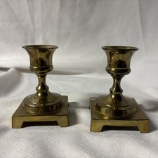 Vintage Pair of Solid Brass Candlestick Holders 3.5” picture