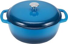 Enameled Cast Iron Covered Round Dutch Oven, 6-Quart, Blue picture