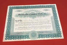 Monticello Country Club Stock NY 1926 Issued George H Smith Catskills History picture