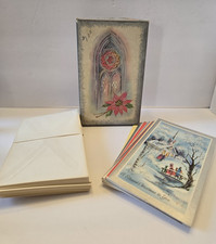 Vintage Sunshine Line Silver Radiance Christmas Cards Gold Foil Box 17 Ct 1950s picture
