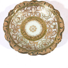Nippon I.E.C. Co Hand Painted Gold encrusted Gilded Floral Bowl Bone China 5.5