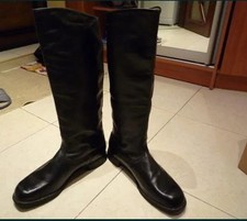 RARE NOS Vintage USSR Military Officer Chrome Leather Boots Sizes 39 40 41 42 43 picture