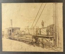 Antique Photograph C&NW Chicago & Northwestern Railroad Pile Driver Crew picture
