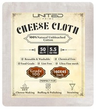 Cheese Cloths 100 Grade, 160X45 Inches - 50 Sq Feet Unbleached 100% Cotton Fa... picture