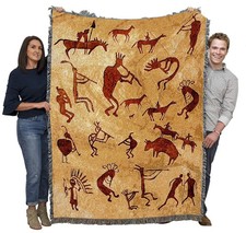 Kokopelli Petroglyphs Blanket - Southwest Cave Rock Art - Gift Tapestry Throw... picture