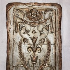 Neoclassical Wall Plaque Ceramic Panel Urn Botanical Motifs Urn Cherub Floral picture