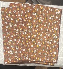 Lot of 4 VTG Brown Floral Cotton Fabric Napkins 16x16 picture