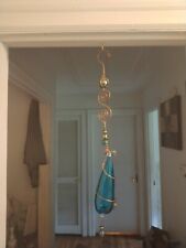  Hand Blown Art Glass Hanging Water Drop And Real Copper Beautiful 24' picture