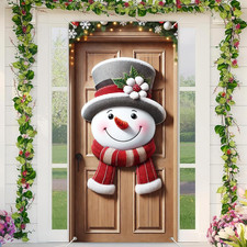 Christmas Door Cover Snowman Hat 14X30 Inch Polyester picture
