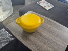 Vintage COPCO Denmark D2 Yellow Cast Iron Enameled Dutch Oven in new condition picture