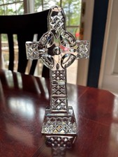 WATERFORD IRISH CUT GLASS CRYSTAL CELTIC CROSS FIGURINE 8-1/4