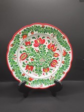 Vintage Marton Studios Hungarian Handpainted Folk Art Plate Red/Green Floral 9