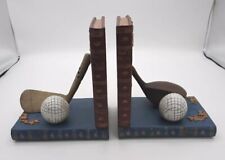 Golf Themed Bookends, How to Play Golf, Pair of Hand Painted Solid Bookends picture