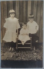 Vintage RPPC Real Photo Sad Children Undivided Back Postcard Antique picture