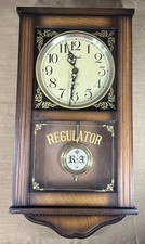 Centurion Regulator Wall Clock Wood Cabinet Analog Numeral Glass Door Panel picture