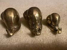 Vintage Eiden Brass Snail Set Set of 3 - Mid Century Made in Korea picture