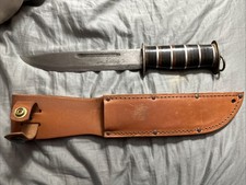 Vintage Unmarked Trench Art Fixed Blade Knife & Sheath, War, Military, Combat Go picture