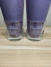 2 Evan Williams Single Barrel Vintage Etched Bourbon Whiskey Glasses 9oz. 3 1/2