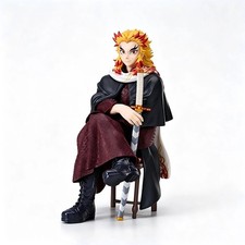 15cm Demon Slayer Rengoku Kyojuro Sitting Figure Chair Sword PVC Statue Toy Gift picture