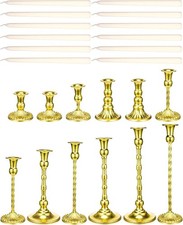 Suclain Brass Gold Candlestick Holders and Taper Candles Set 12 Vintage Taper... picture