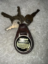 VINTAGE 1970s  MERCURY LEATHER CAR KEY RING Black On Reddish Leather Asst Keys picture