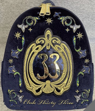 Disneyland Club 33 Loungefly Velvet Embroidered Backpack w Mickey Coin Purse NWT picture
