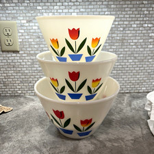 Fire King 3 piece tulip pattern nesting bowls picture