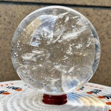 4.4 lb  Clear Smelted Quartz Crystal Sphere Polished Ball Home Decor Collectible picture