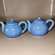 Vintage Sea Blue Teapot Salt and Pepper Shakers-No Stoppers picture