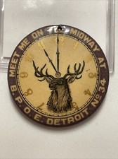 1899 BPOE 2-Sided Button Meet Me on the Midway Elks Carnival Detroit No 34 picture