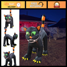 Giant 11ft Inflatable Black Cat Decoration - Animated Halloween Yard Prop picture